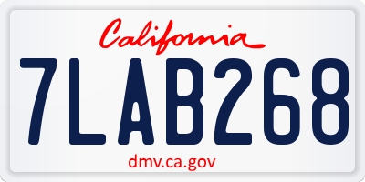 CA license plate 7LAB268
