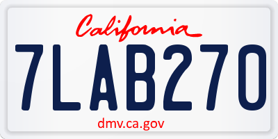 CA license plate 7LAB270