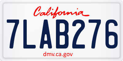 CA license plate 7LAB276