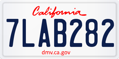 CA license plate 7LAB282