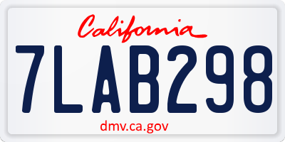 CA license plate 7LAB298