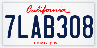 CA license plate 7LAB308