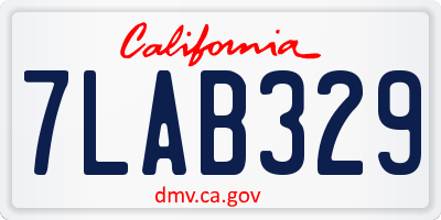 CA license plate 7LAB329