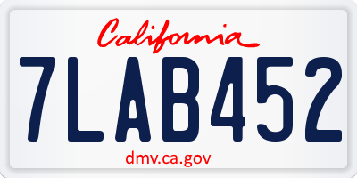 CA license plate 7LAB452