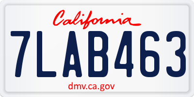CA license plate 7LAB463