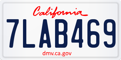 CA license plate 7LAB469
