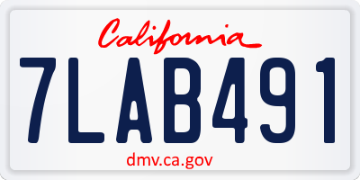 CA license plate 7LAB491