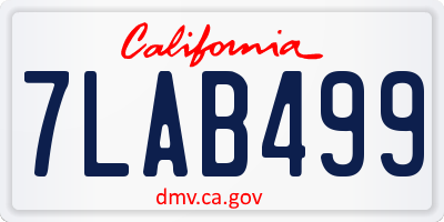 CA license plate 7LAB499