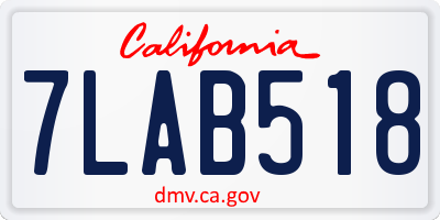 CA license plate 7LAB518