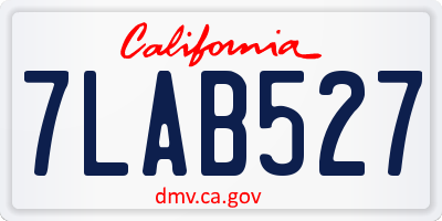 CA license plate 7LAB527
