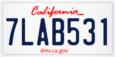 CA license plate 7LAB531