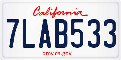 CA license plate 7LAB533