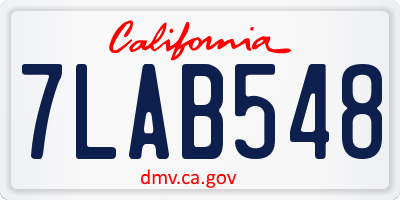 CA license plate 7LAB548