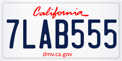CA license plate 7LAB555