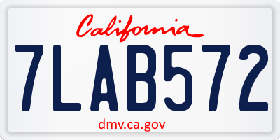 CA license plate 7LAB572