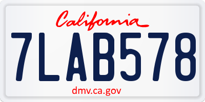 CA license plate 7LAB578