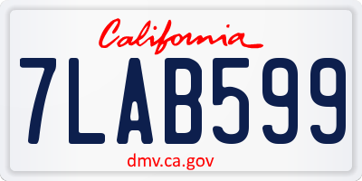 CA license plate 7LAB599