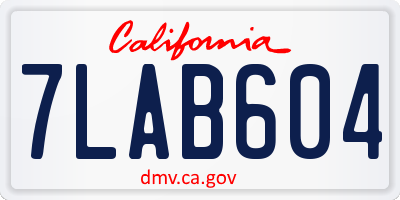 CA license plate 7LAB604