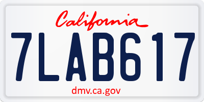 CA license plate 7LAB617