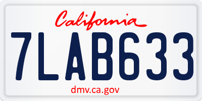 CA license plate 7LAB633