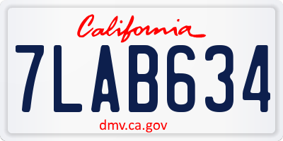 CA license plate 7LAB634