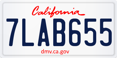 CA license plate 7LAB655