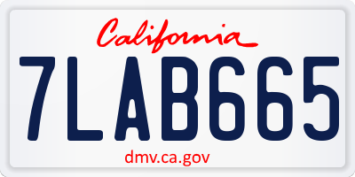 CA license plate 7LAB665