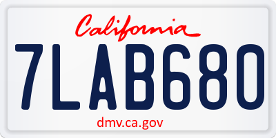 CA license plate 7LAB680