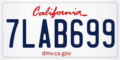 CA license plate 7LAB699