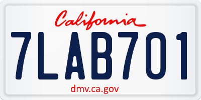 CA license plate 7LAB701