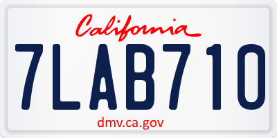 CA license plate 7LAB710