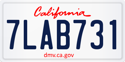 CA license plate 7LAB731