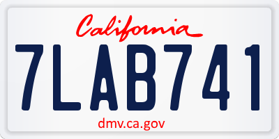 CA license plate 7LAB741