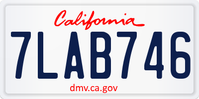 CA license plate 7LAB746