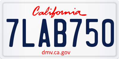 CA license plate 7LAB750
