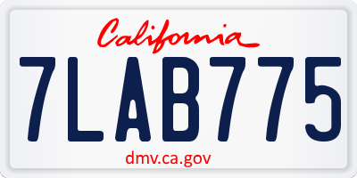 CA license plate 7LAB775