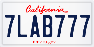 CA license plate 7LAB777