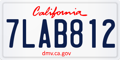 CA license plate 7LAB812