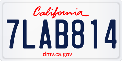 CA license plate 7LAB814