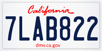 CA license plate 7LAB822