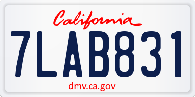 CA license plate 7LAB831