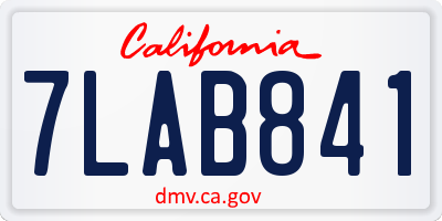 CA license plate 7LAB841