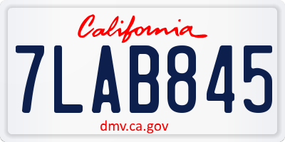 CA license plate 7LAB845