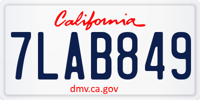 CA license plate 7LAB849