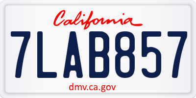 CA license plate 7LAB857
