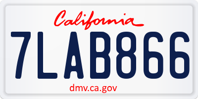 CA license plate 7LAB866