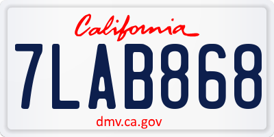 CA license plate 7LAB868