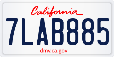 CA license plate 7LAB885