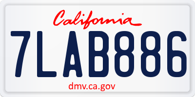 CA license plate 7LAB886