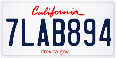 CA license plate 7LAB894